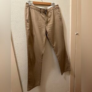 Abercrombie & Fitch Pants Men Tan 100% Cotton Chino Flat Front Size 33 X 32